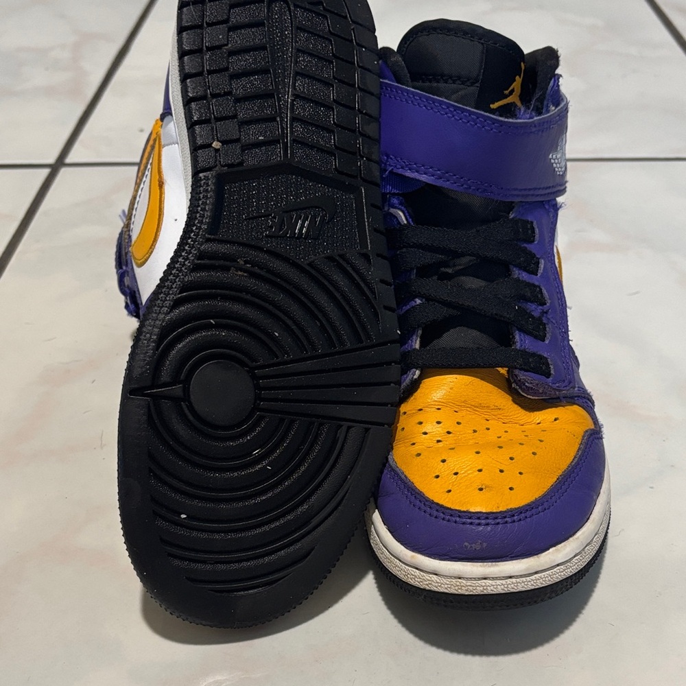 Jordan High-Top Sneakers in Purple, Yellow, and White - Picture 4 of 4